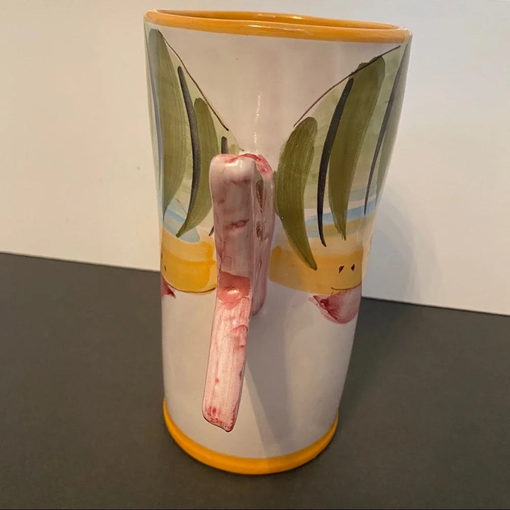 VIETRI SOLIMENE VASE FISH WHITE PINK FIGURAL TAIL ITALY POTTERY HOME ACCENT